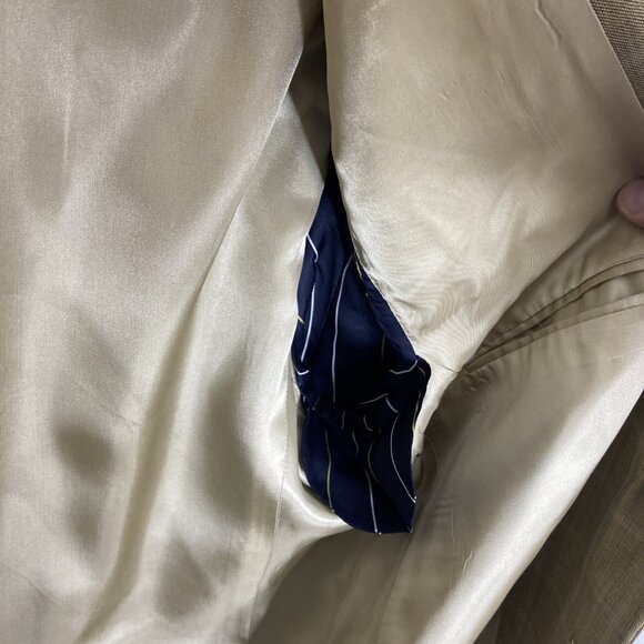 Nautica Men 44L Wool Check Blazer Sports Coat Yellow Green Beige - Picture 9 of 10